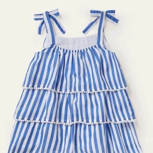 BODEN Blue and White Striped Tiered Top/Blouse sz 11-12